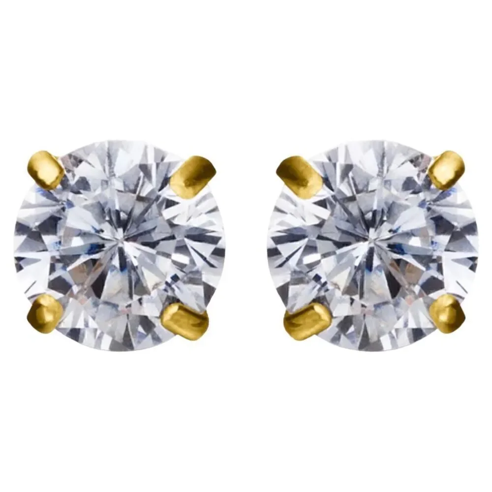 Children’s 925 Gold Zirconia Stud Earrings – One Missing Back